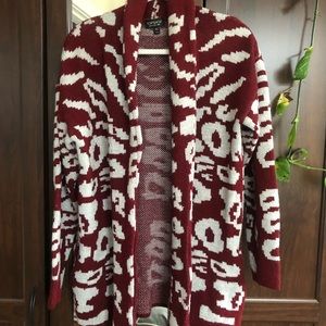 Topshop red cheetah print cardigan